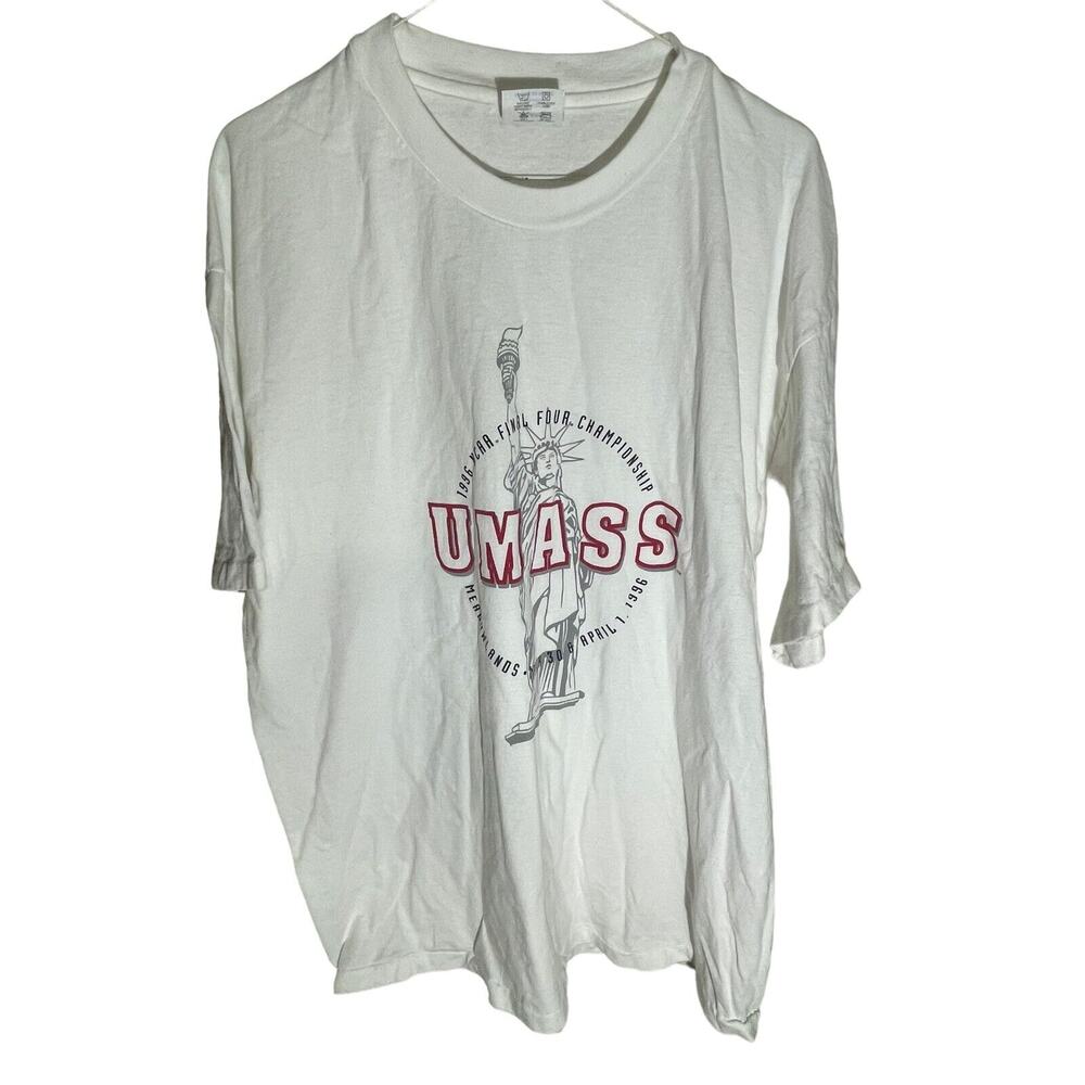 Vintage Champion UMASS T-Shirt Mens XL White Amherst Single Stitch Massachusetts